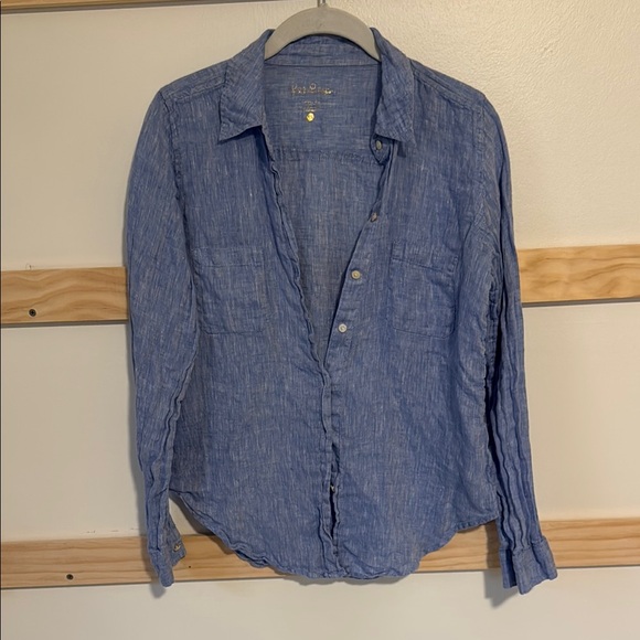 Lilly Pulitzer blue linen Seaview top - Picture 2 of 3